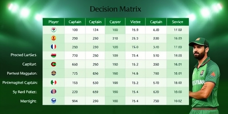 Vegas11 TV captain decision matrix